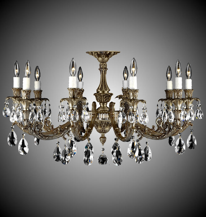 American Brass & Crystal FM2018-O-03G-PI Ten Light Flush Mount, French Gold Glossy