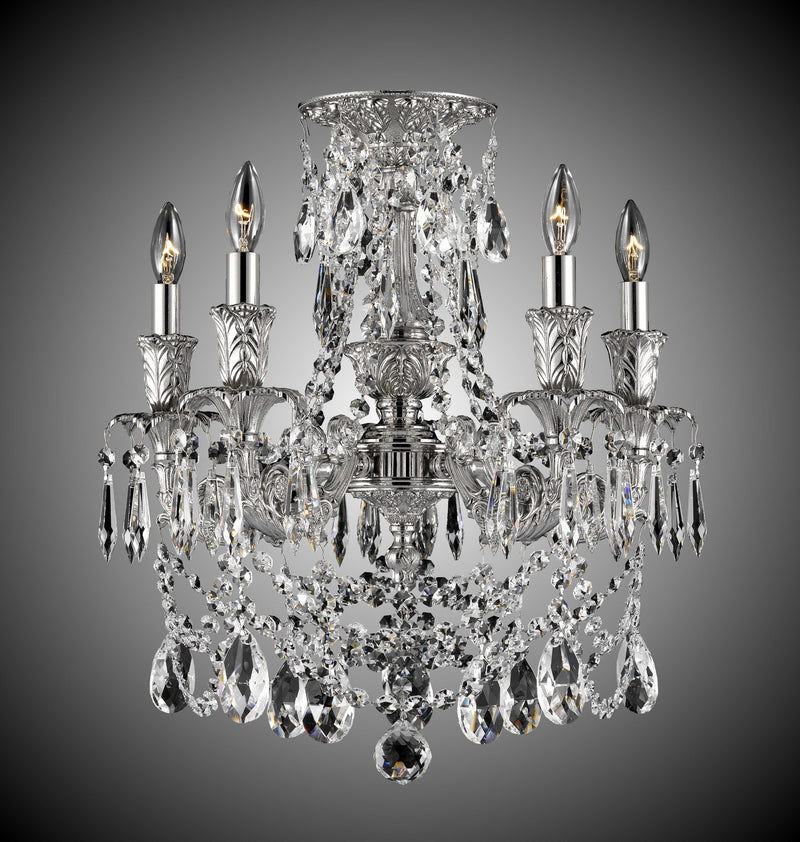 American Brass & Crystal FM2065-O-08G-ST Five Light Flush Mount, Silver