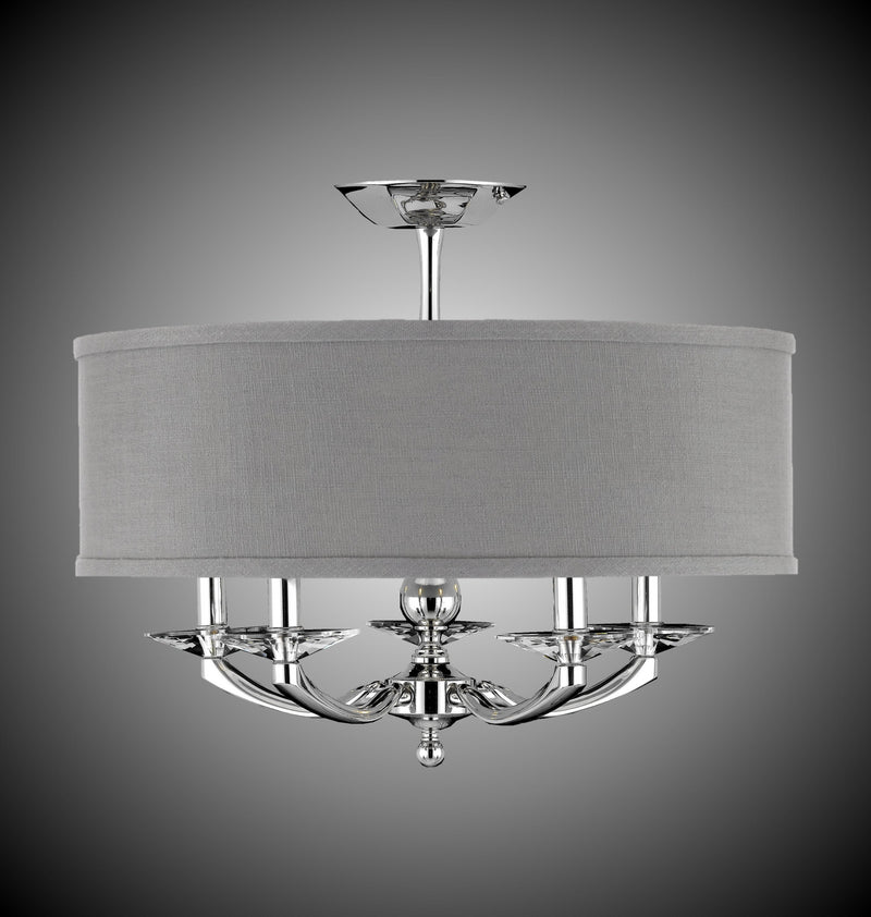 American Brass & Crystal FM5434-38G-ST-GL Five Light Flush Mount, Polished Nickel