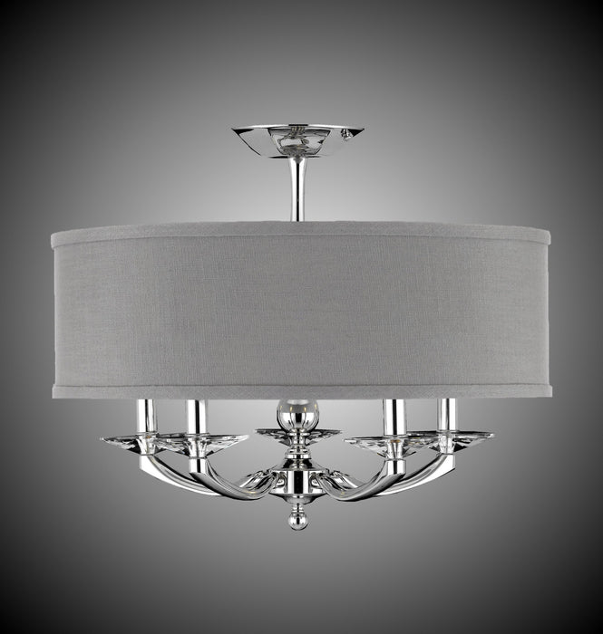 American Brass & Crystal FM5434-38G-ST-GL Five Light Flush Mount, Polished Nickel