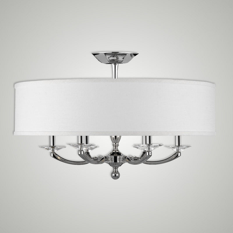 American Brass & Crystal FM5436-38G-ST-HL Six Light Semi-Flush Mount, Polished Nickel