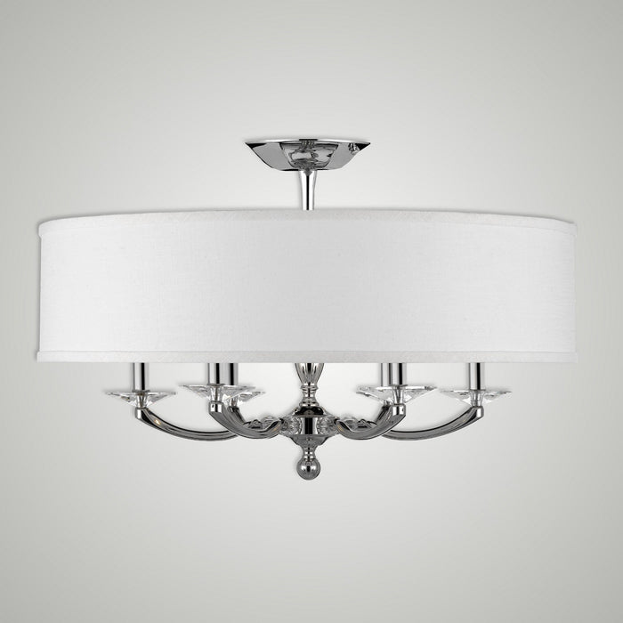 American Brass & Crystal FM5436-38G-ST-HL Six Light Semi-Flush Mount, Polished Nickel