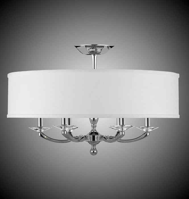 American Brass & Crystal FM5436-38G-ST-HL Six Light Semi-Flush Mount, Polished Nickel