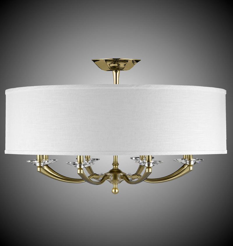 American Brass & Crystal FM5437-36G-ST-HL Eight Light Flush Mount, Old Brass