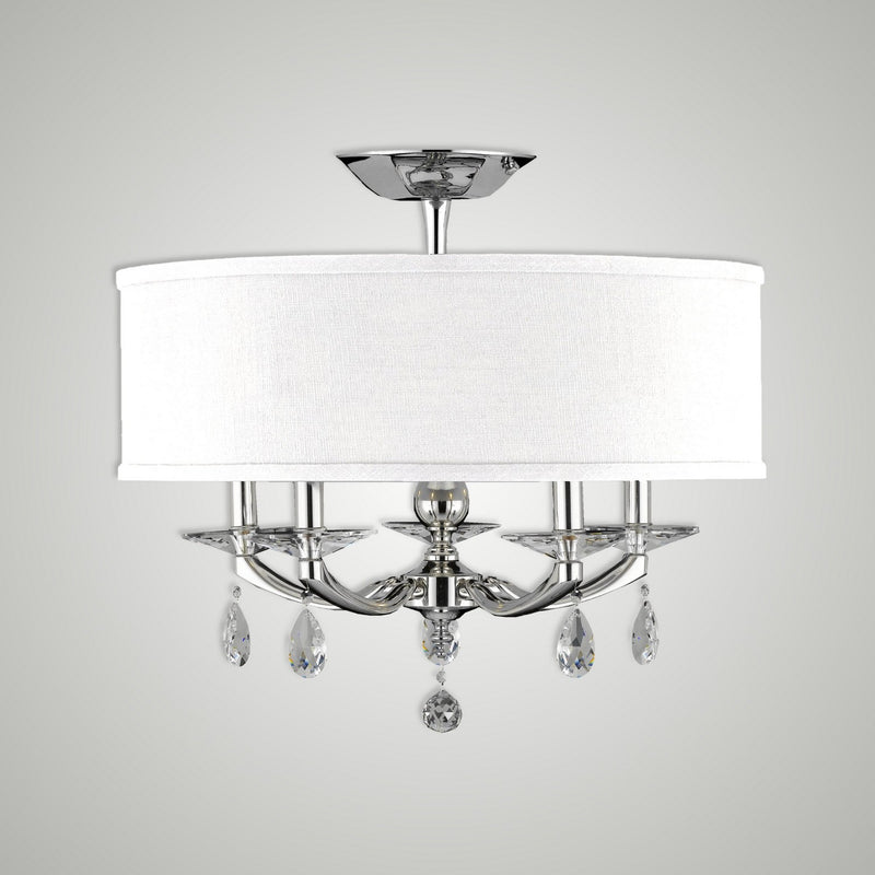 American Brass & Crystal FM5494-O-38G-ST-HL Five Light Semi-Flush Mount, Polished Nickel