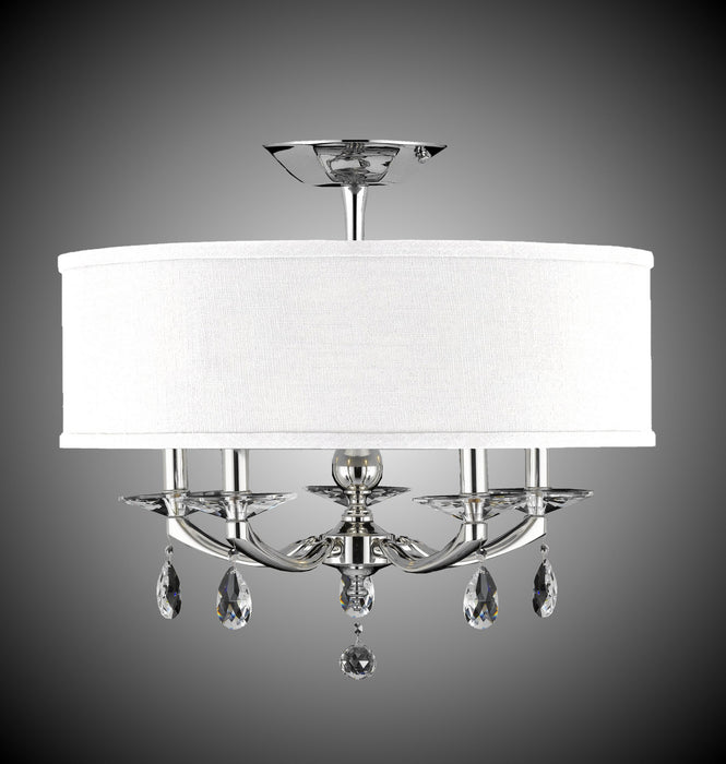 American Brass & Crystal FM5494-O-38G-ST-HL Five Light Semi-Flush Mount, Polished Nickel