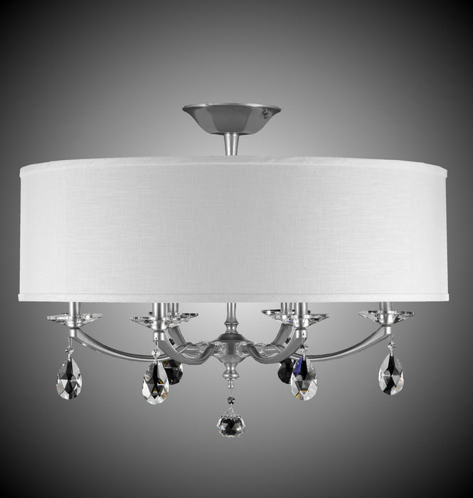 American Brass & Crystal FM5496-O-37G-ST-HL Six Light Flush Mount, Pewter