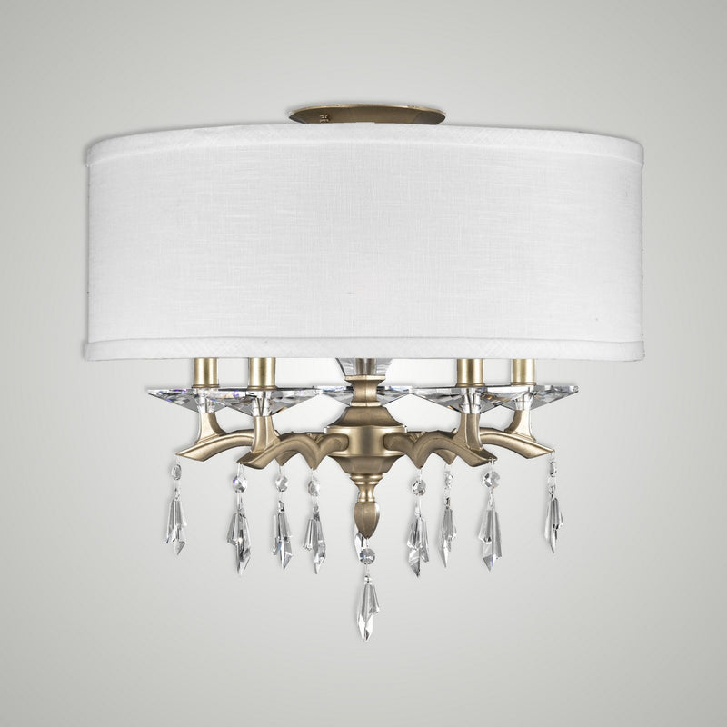 American Brass & Crystal FM5622-G-36G-ST-HL Five Light Semi-Flush Mount, Old Brass