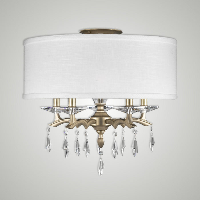 American Brass & Crystal FM5622-G-36G-ST-HL Five Light Semi-Flush Mount, Old Brass