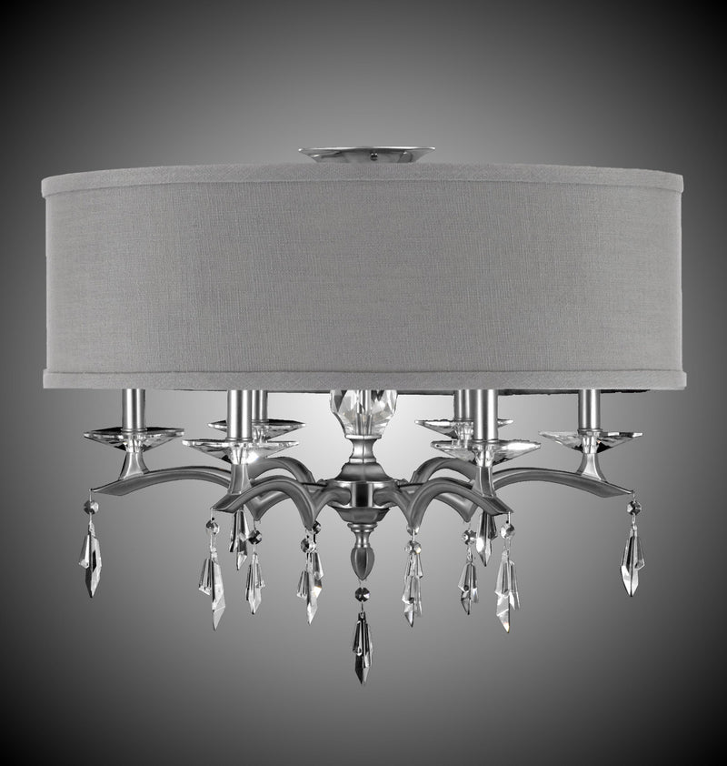 American Brass & Crystal FM5623-G-37G-ST-GL Six Light Flush Mount, Pewter