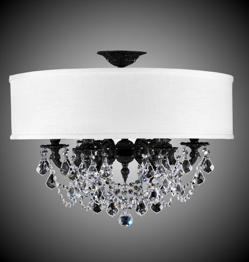 American Brass & Crystal FM6521-A-23S-PI-HL Six Light Semi Flush Mount, Empire Bronze