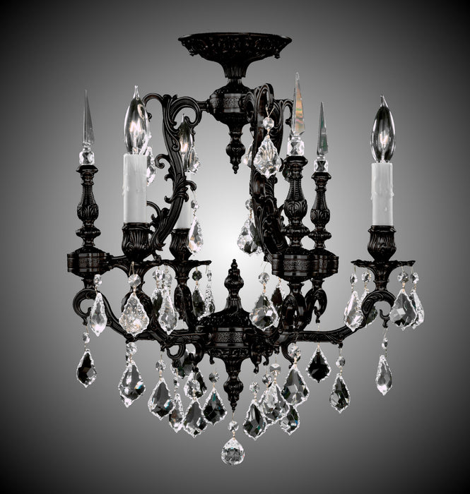 American Brass & Crystal FM7010-A-05S-PI Three Light Flush Mount, Old Bronze Satin