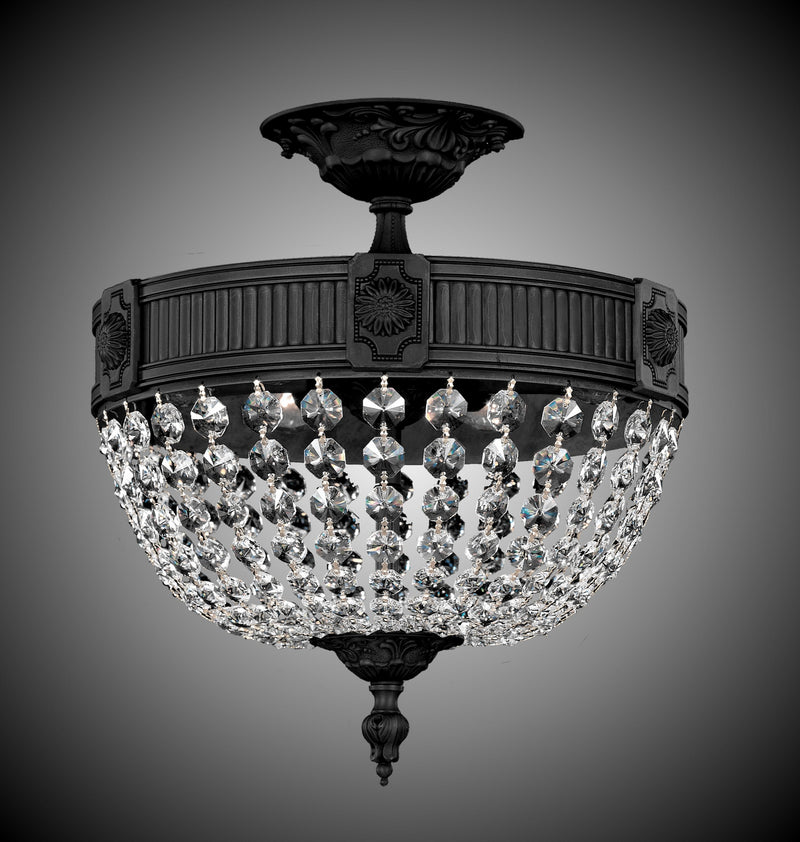 American Brass & Crystal FM8001-P-05S Three Light Flush Mount, Old Bronze Satin