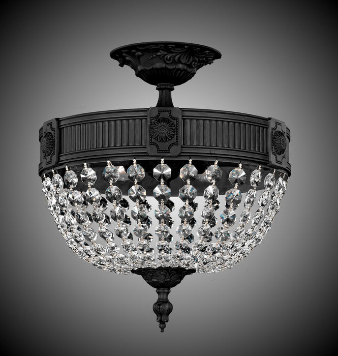 American Brass & Crystal FM8001-P-05S Three Light Flush Mount, Old Bronze Satin