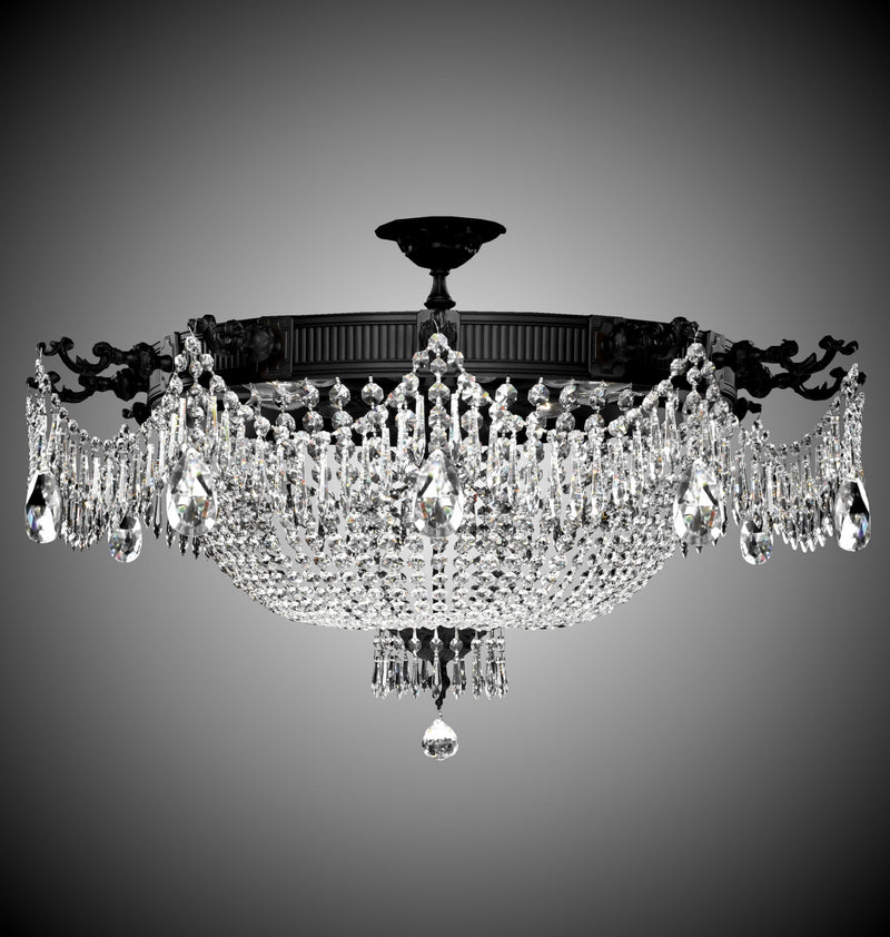 American Brass & Crystal FM8014-P-05S 12 Light Flush Mount, Old Bronze Satin