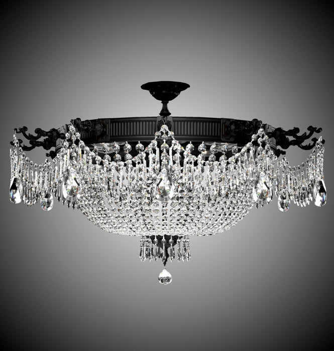 American Brass & Crystal FM8014-P-05S 12 Light Flush Mount, Old Bronze Satin