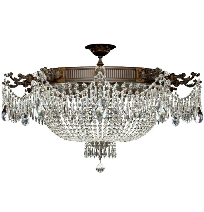 American Brass & Crystal FM8014-P-13S 12 Light Flush Mount, Aged Bronze satin