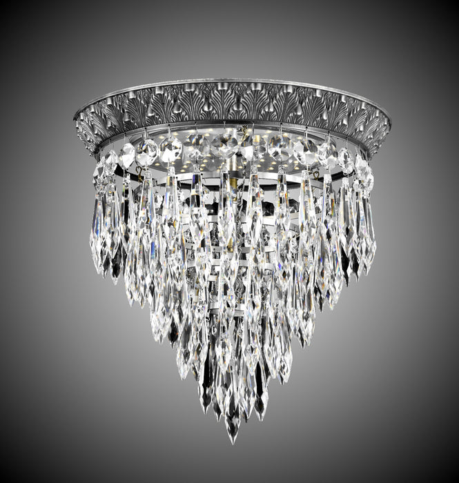 American Brass & Crystal FM8812-U-10G LED Flush Mount, Antique Silver