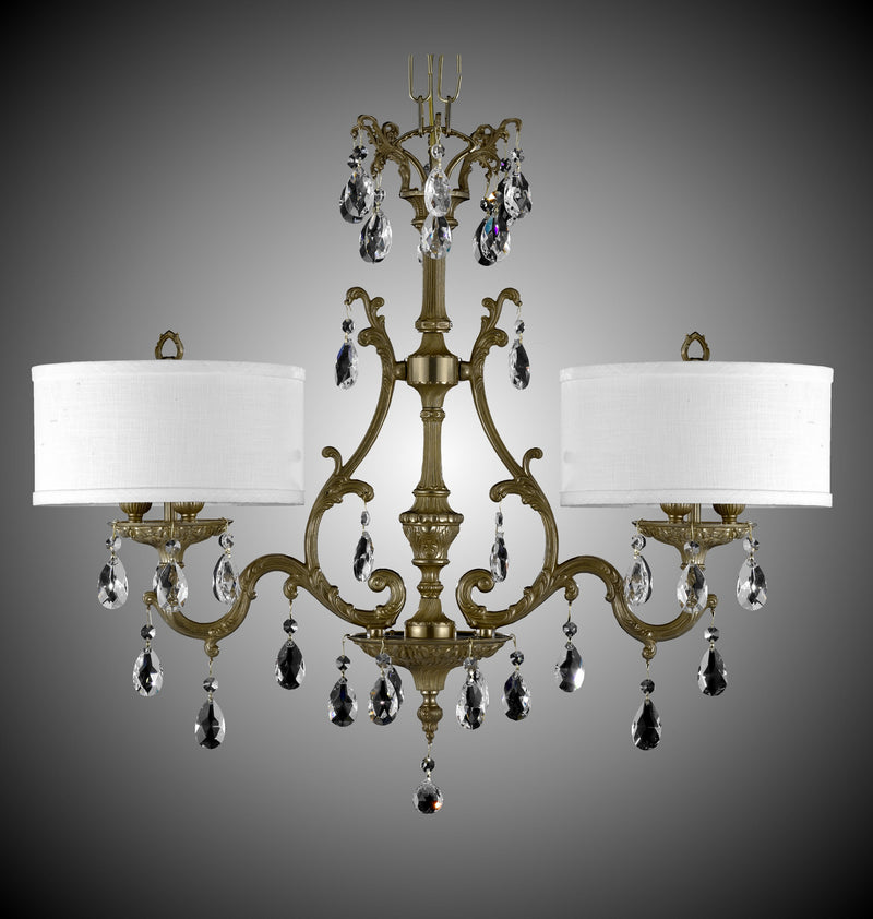 American Brass & Crystal IL9661-O-16G-PI-HL Six Light Island Pendant, True Brass