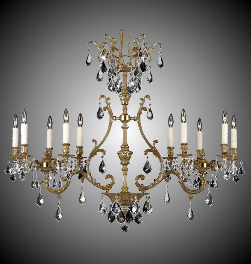 American Brass & Crystal IL9673-2-A-16G-PI Ten Light Island Pendant, True Brass