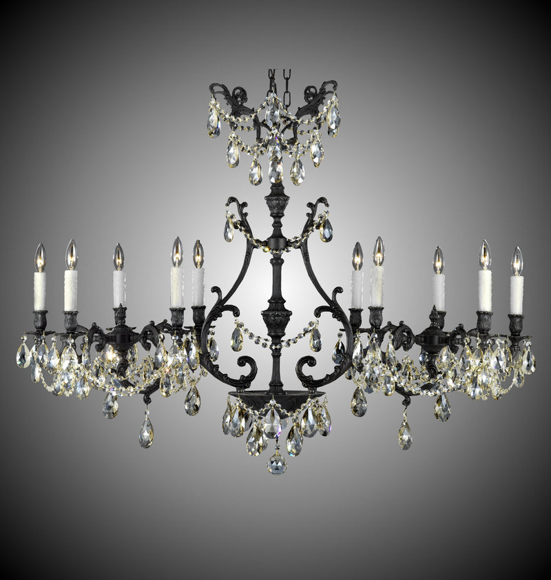 American Brass & Crystal IL9684-2-OLN-13S-PI Ten Light Island Pendant, Aged Bronze satin