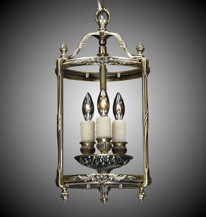 American Brass & Crystal LT2108-02G-PI Three Light Lantern, Antique Black Glossy