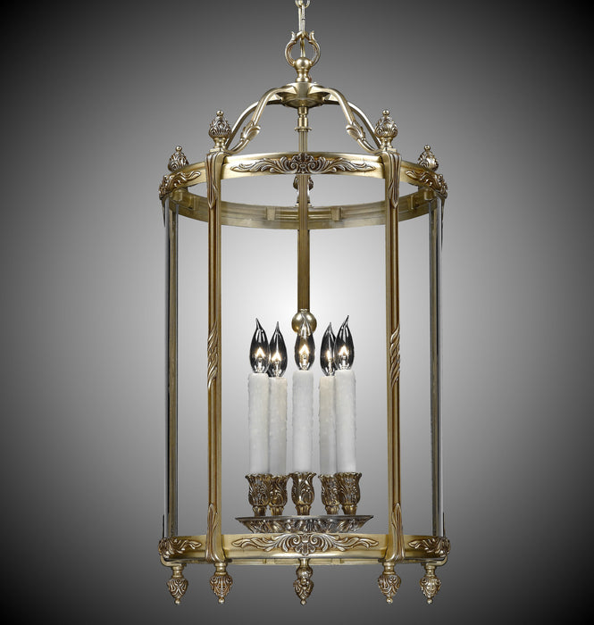 American Brass & Crystal LT2117-03G-PI Five Light Lantern, French Gold Glossy