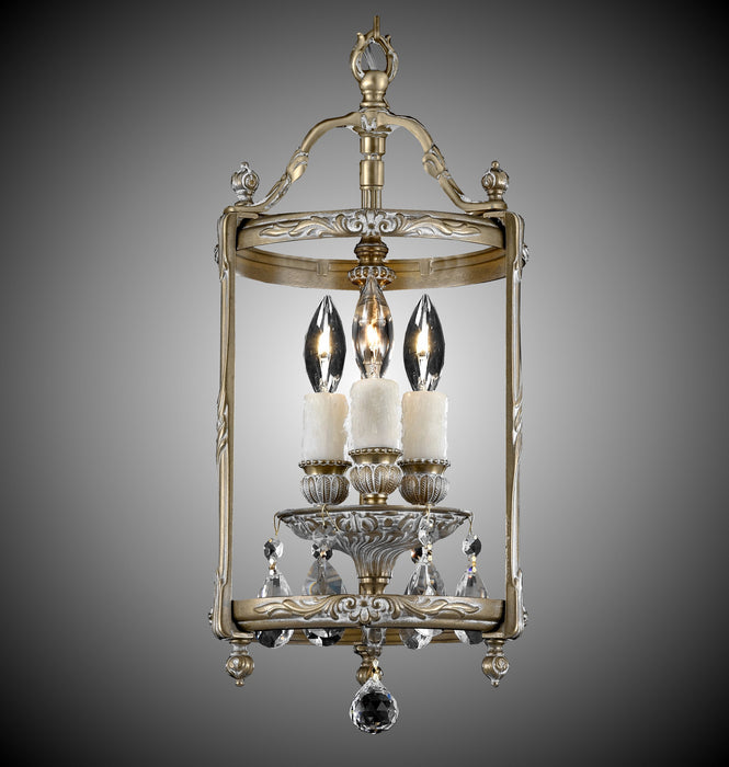 American Brass & Crystal LT2208-O-04G-PI Three Light Lantern, Antique White Glossy