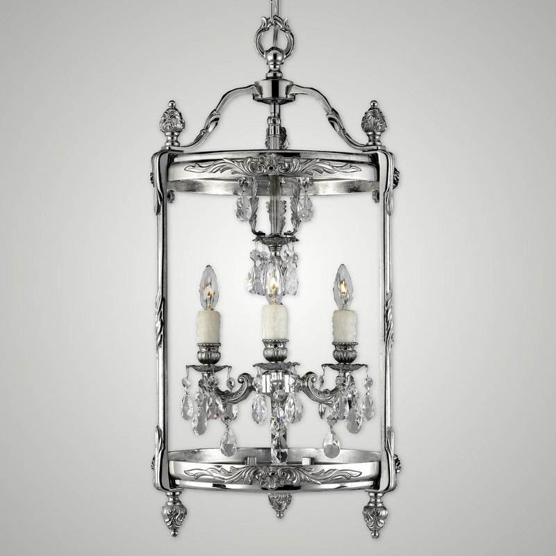 American Brass & Crystal LT2213-O-08G-PI Three Light Lantern, Silver