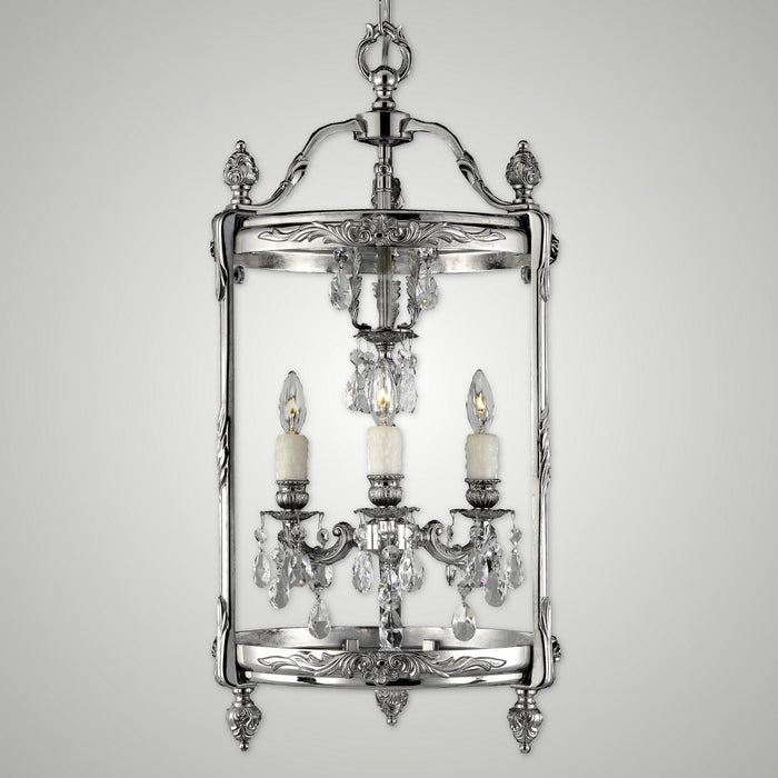 American Brass & Crystal LT2213-O-08G-PI Three Light Lantern, Silver