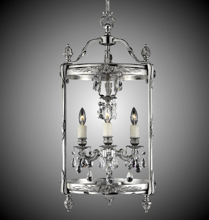 American Brass & Crystal LT2213-O-08G-PI Three Light Lantern, Silver