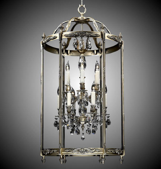 American Brass & Crystal LT2224-O-02G-PI 12 Light Lantern, Antique Black Glossy