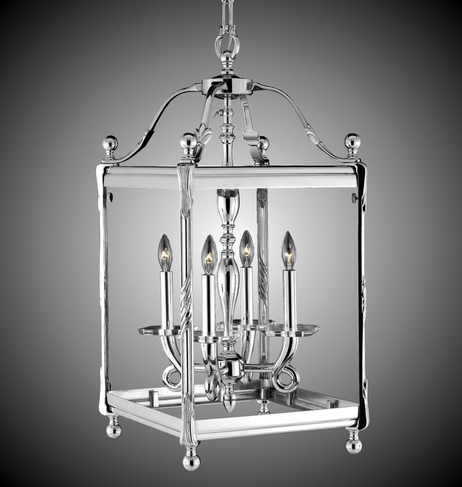 American Brass & Crystal LT2313-38G-ST Four Light Lantern, Polished Nickel