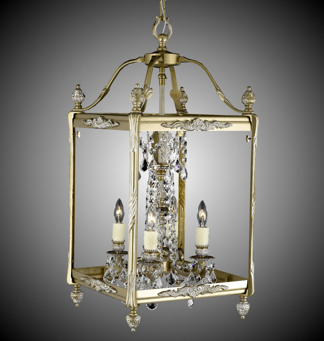 American Brass & Crystal LT2413-A-04G-PI Four Light Lantern, Antique White Glossy