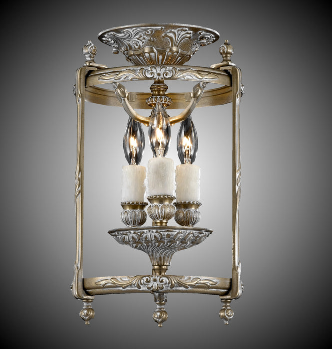 American Brass & Crystal LTFM2108-04G-PI Three Light Flush Mount, Antique White Glossy