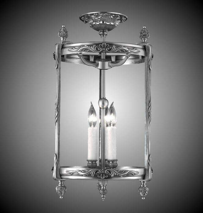 American Brass & Crystal LTFM2113-10G-PI Three Light Flush Mount, Antique Silver