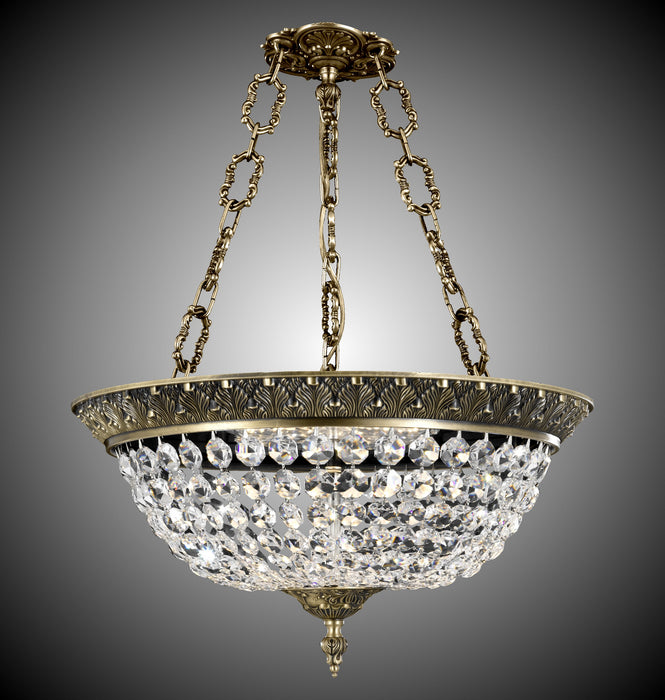 American Brass & Crystal PD8219-P-02G Six Light Pendant, Antique Black Glossy