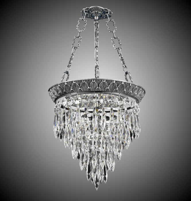 American Brass & Crystal PD8312-U-10G Three Light Pendant, Antique Silver