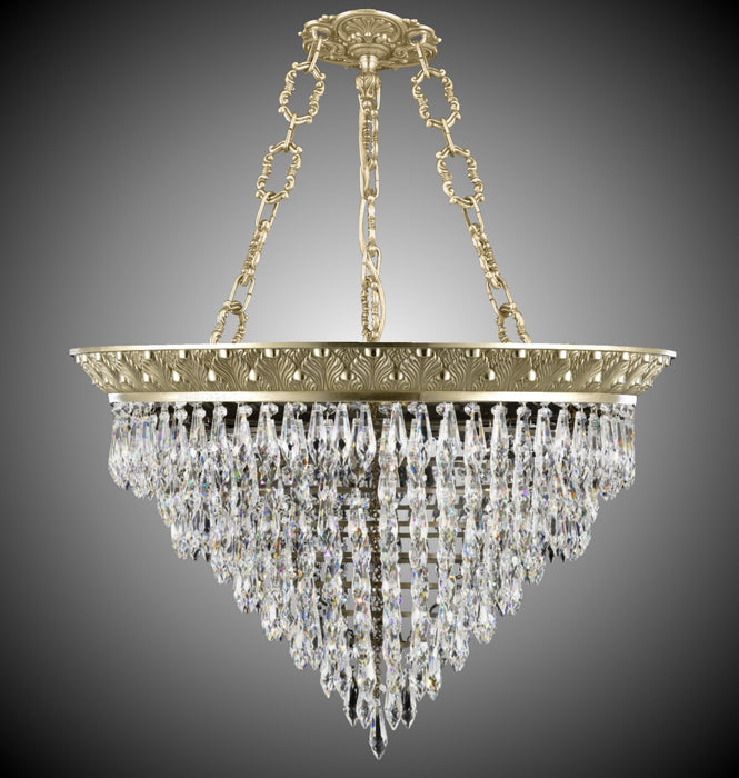 American Brass & Crystal PD8319-U-16G Six Light Pendant, True Brass