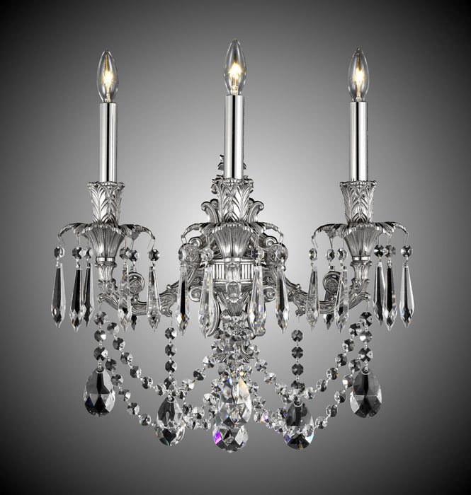 American Brass & Crystal WS2081-O-08G-ST Three Light Wall Sconce, Silver