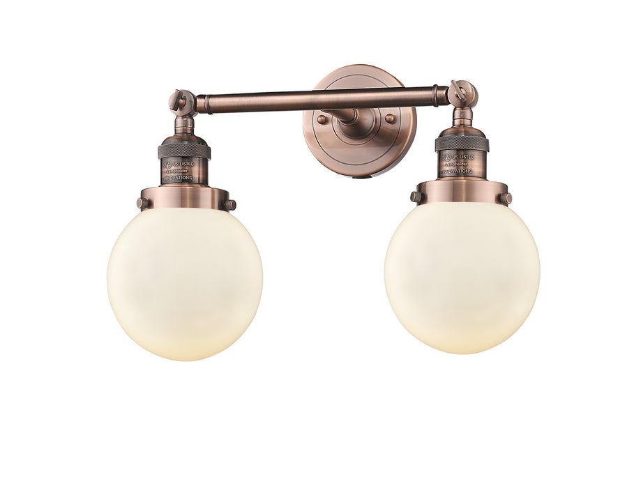 Innovations 208-AC-G201-6 Two Light Bath Vanity, Antique Copper
