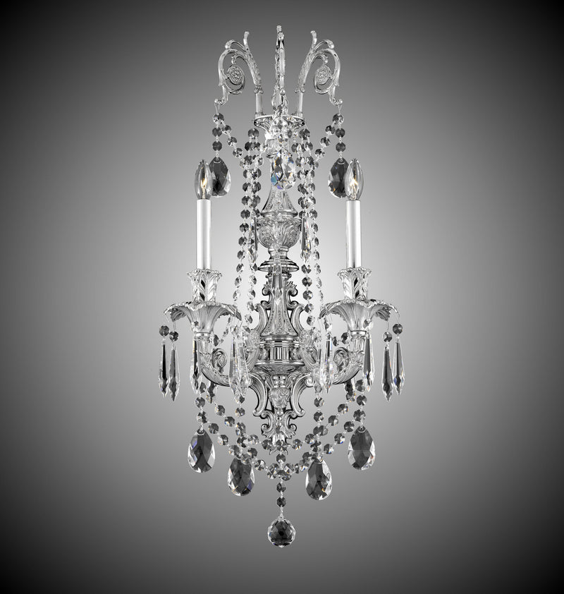 American Brass & Crystal WS2082-O-08G-ST Two Light Wall Sconce, Silver