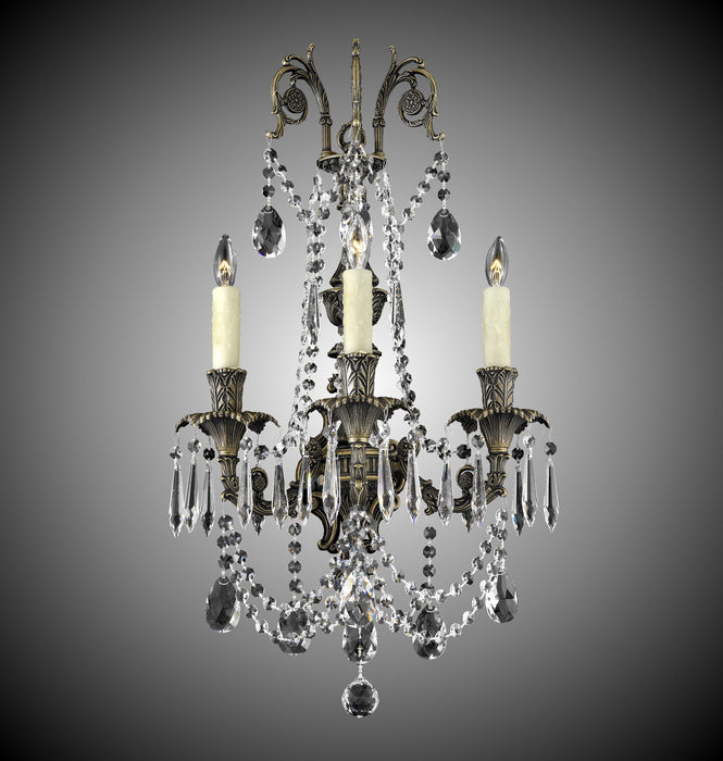 American Brass & Crystal WS2083-O-21S-PI Three Light Wall Sconce, Palace Bronze