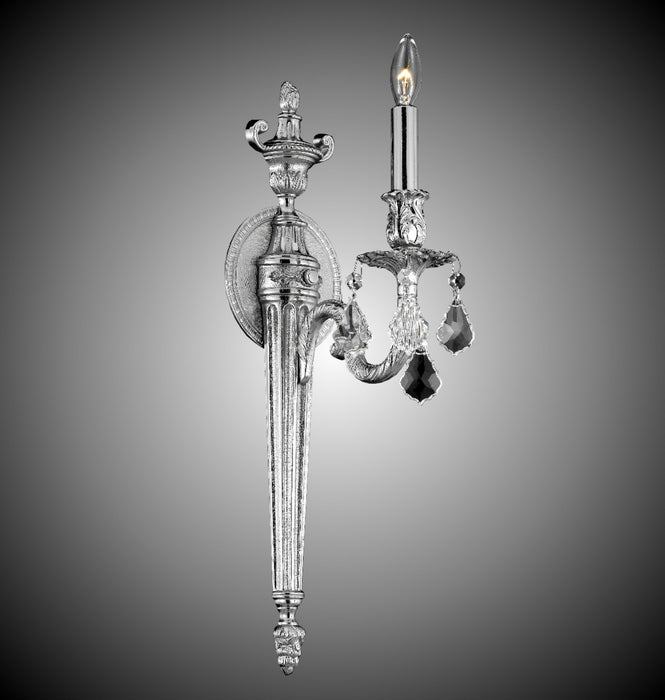 American Brass & Crystal WS2111-A-08G-ST One Light Wall Sconce, Silver