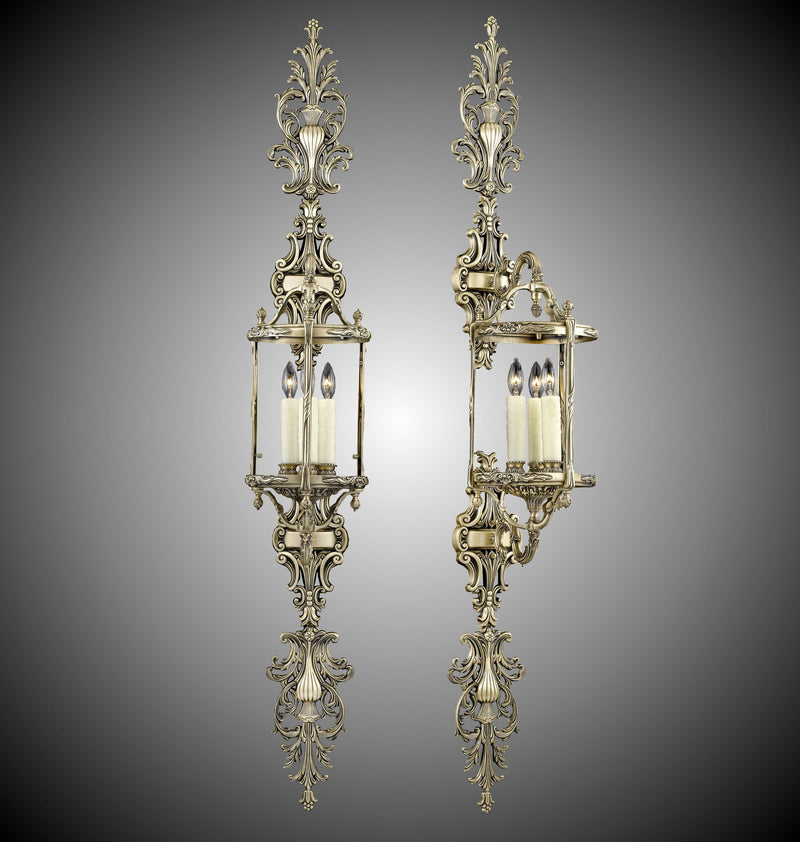 American Brass & Crystal WS2190-02G-PI Three Light Wall Sconce, Antique Black Glossy