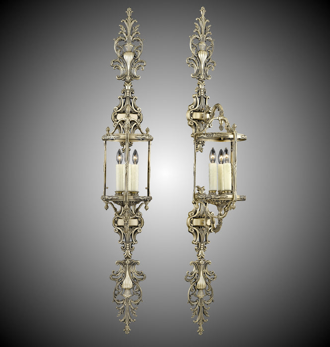 American Brass & Crystal WS2190-02G-PI Three Light Wall Sconce, Antique Black Glossy