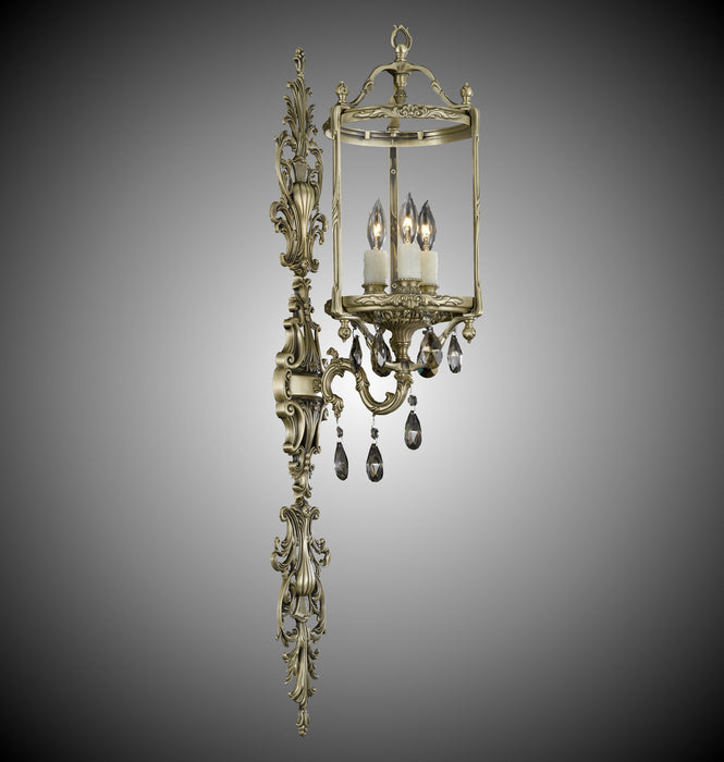 American Brass & Crystal WS2287-OTK-02G-PI Three Light Wall Sconce, Antique Black Glossy