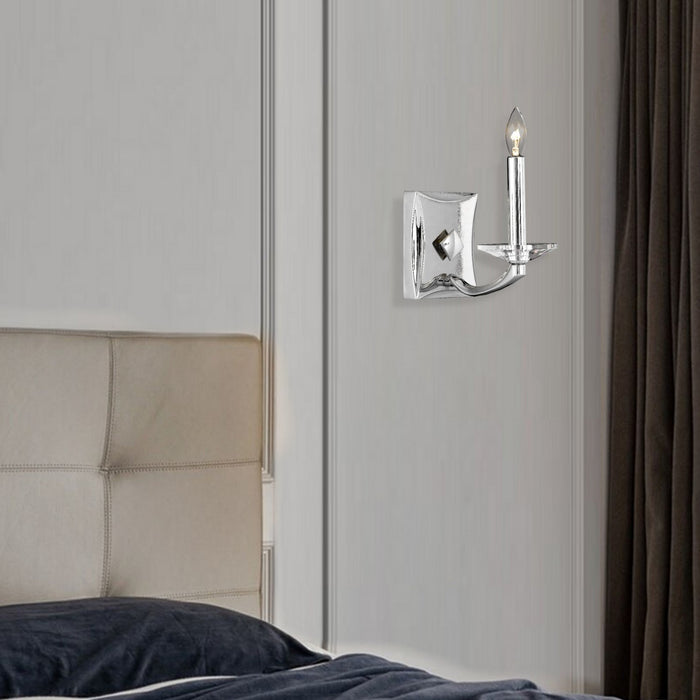 American Brass & Crystal WS5381-38G-ST One Light Wall Sconce, Polished Nickel