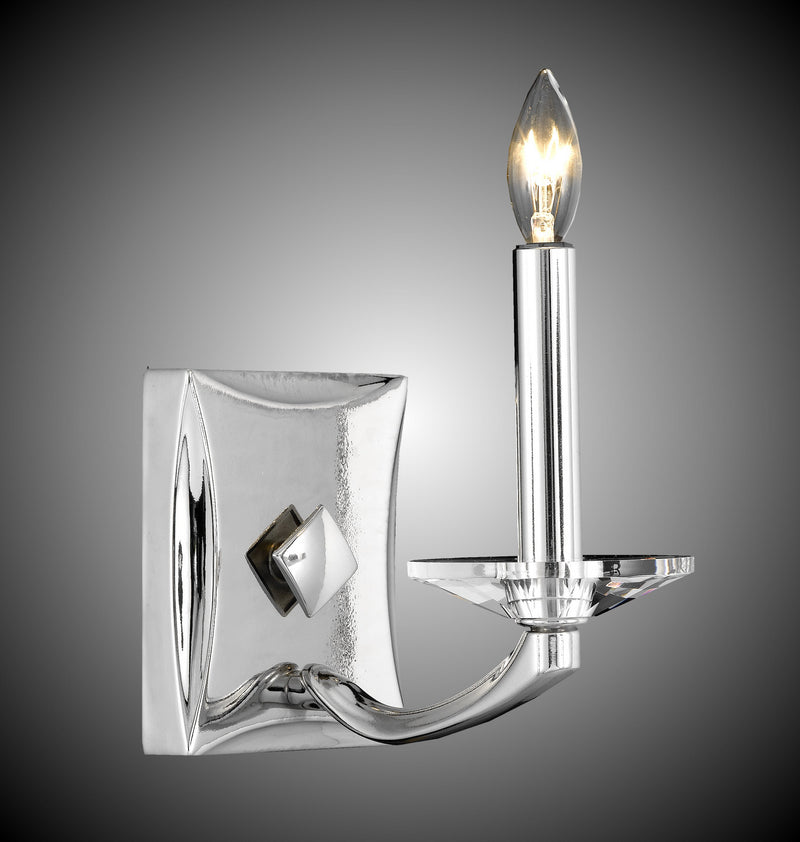 American Brass & Crystal WS5381-38G-ST One Light Wall Sconce, Polished Nickel