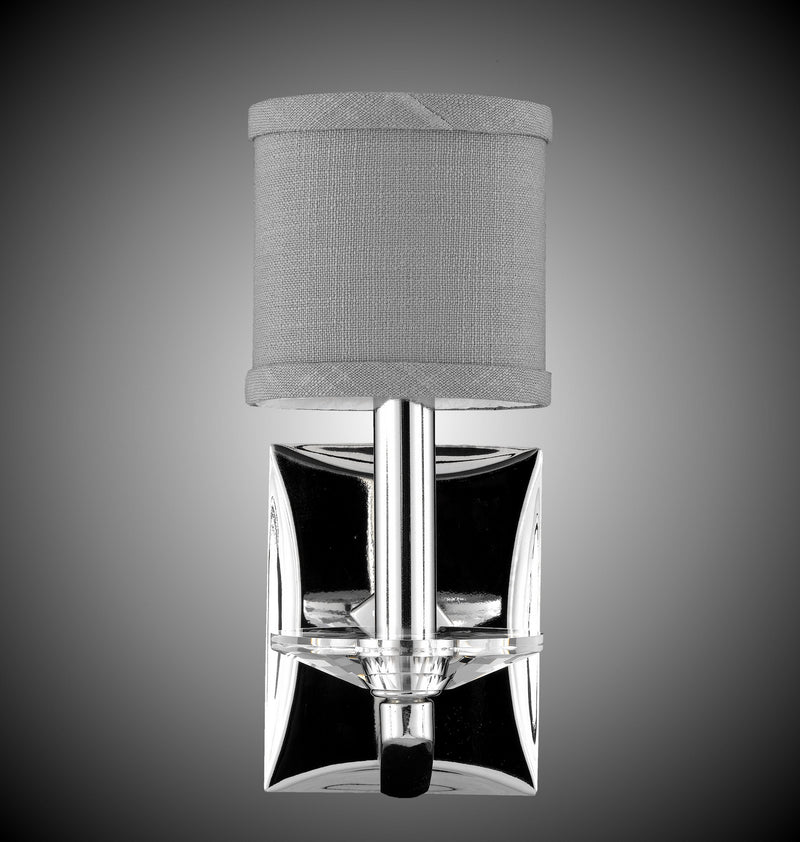 American Brass & Crystal WS5481-38G-ST-GL One Light Wall Sconce, Polished Nickel